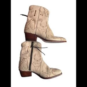 Free People New Frontier Doodle Boots Western 37.5 Leather Taylor Swift Cowgirl